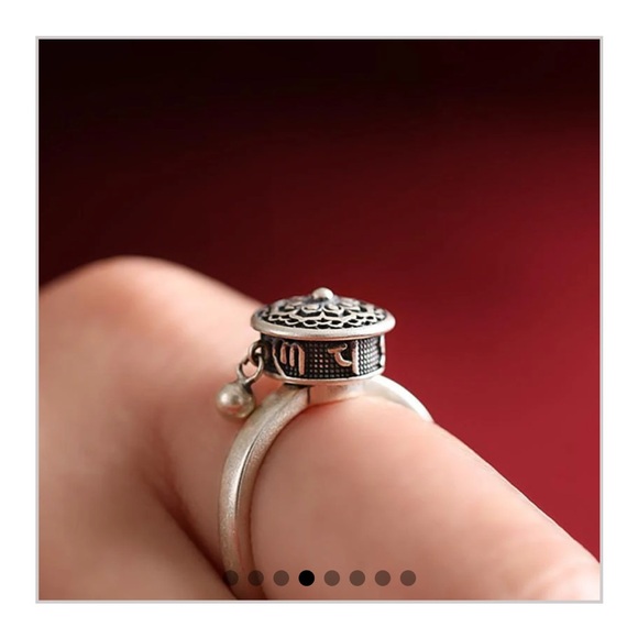 Tibetan Buddhist Prayer Wheel Mantra Ring - Picture 2 of 6